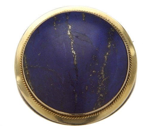 Victorian gem lapis dome brooch in 18K yellow gold
