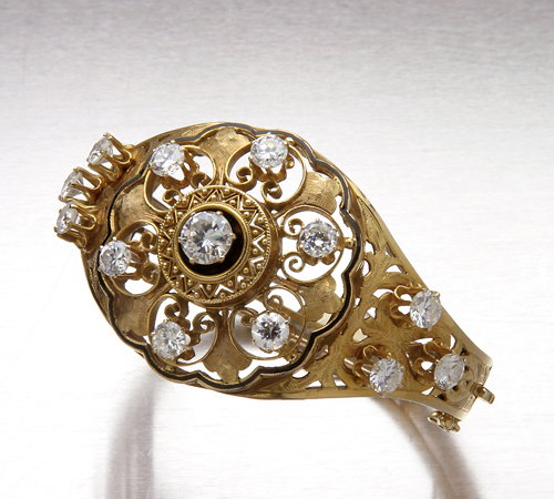 Victorian revival bracelet, 1960s, with black trac