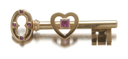 Tiffany & Co. "Key to My Heart" pin in 14K rose go