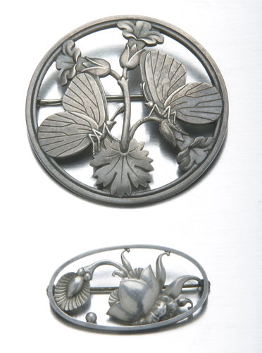 Two Georg Jensen brooches in sterling, butterfly a