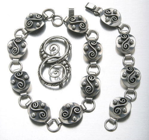 Walter Meyer sterling S-curve link necklace, #501,