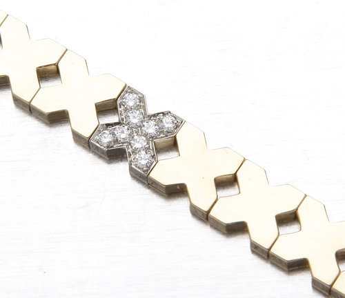 14K yellow and white gold bracelet with diam