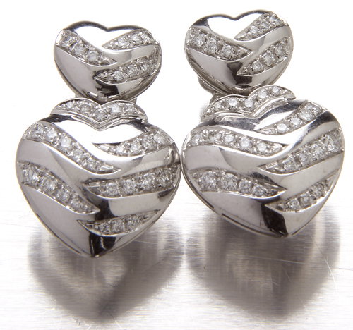Picchiotti diamond heart earrings in 18K white gol