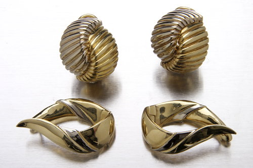 Two pairs of substantial 14K yellow gold earrings