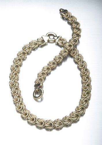 Rosette link necklace and bracelet, 14K yellow go