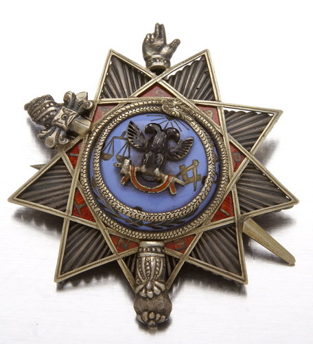 Masonic badge, Edinbourgh sterling marks, 1875, di