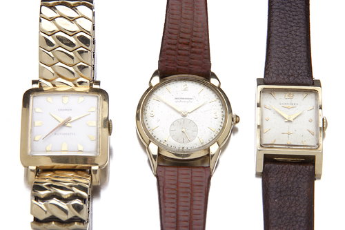 Three watches for a gentleman: 18K yellow gold squ