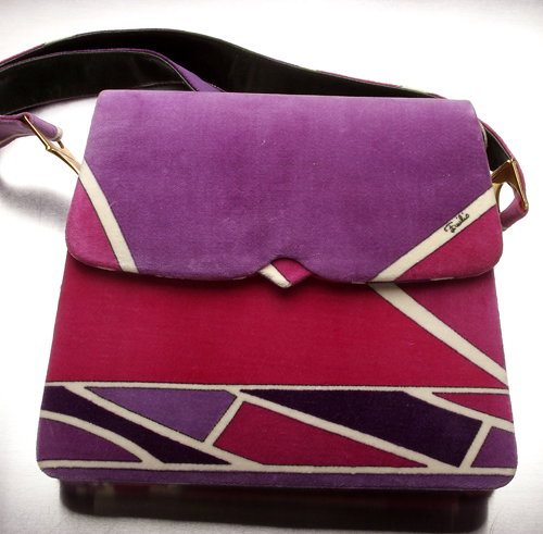 Pucci handbag, c. 1965, signature pattern velvet,