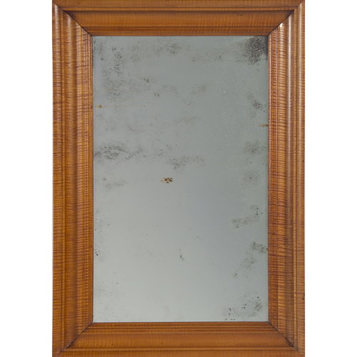 37: American tiger maple frame, 19th c., with later mir