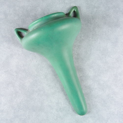 ROSEVILLE Matte Green conical two-handled wall po