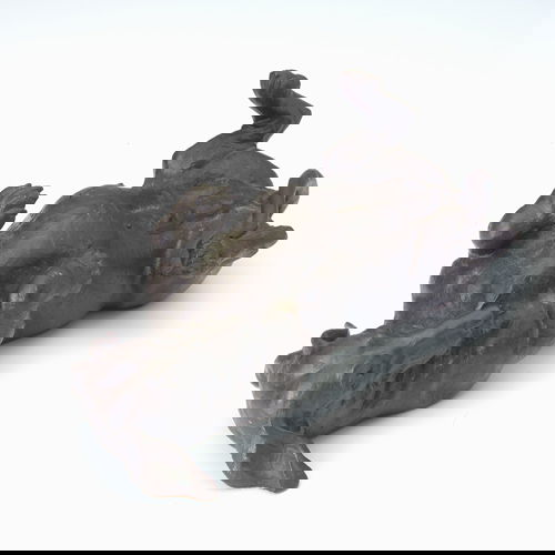 Doris Lindner (1896-1979) composition cast with br: Doris Lindner (1896-1979) composition cast with bronze finish figure of a Dachshund. Signed in the cast. 11"