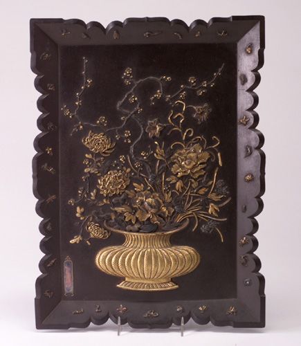 Japanese bronze and gilt plaque, c. 189
