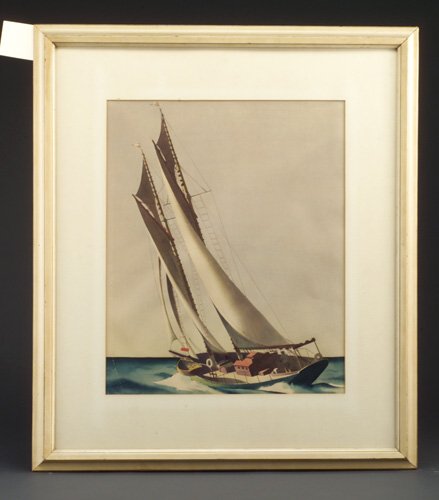 Sandor Bernath (American, b. 1892) "Sloop: Sandor Bernath (American, b. 1892) "Sloop Under Sail," watercolor on paper, 20" x 16" , signed lower left.