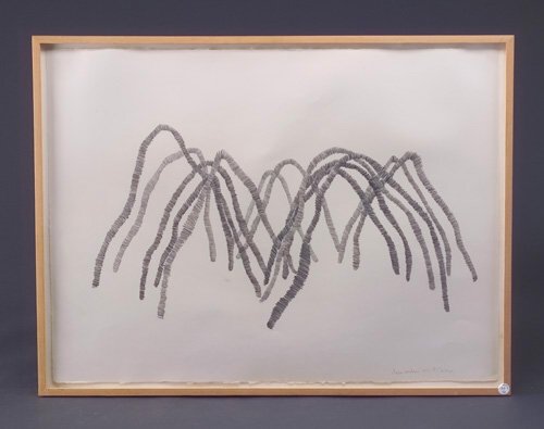 Rosemarie Castoro (three works): Inter arches, 1974: Rosemarie Castoro (three works): Inter arches, 1974, graphite on paper, 22" x 29 3/4", titled, dated, and signed, framed; Beaver's Trap, 1978, graphite, paper and cardboard collage, 21" x 20", signed,