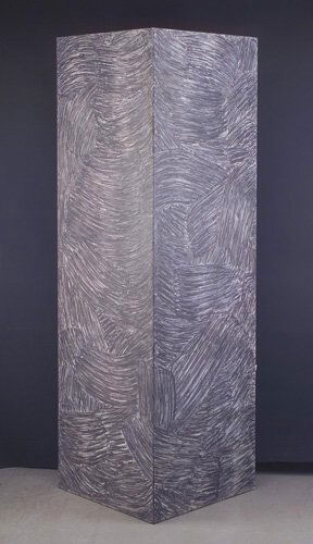 Rosemarie Castoro, Wedge, 1970, paint on wood, two-: Rosemarie Castoro, Wedge, 1970, paint on wood, two-panel screen, 84" x 27 5/8' x 27 5/8" (open); Provenance: Benniale De Paris, 1971