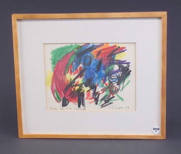 Ger Lataster, Greetings to Helene, 1959, crayon on: Ger Lataster, Greetings to Helene, 1959, crayon on paper, 6 1/2" x 8 1/2" (sight), signed, dated and inscribed, framed. Provenance: Helene S. Thompson