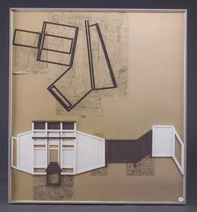Siah Armajani (three works): Notations on Reading: Siah Armajani (three works): Notations on Reading Room #2, 1979, painted balsa wood on cardboard, 32 1/4" x 29 1/8" (sight), framed, Provenance: Max Protetch Gallery, New York; Untitled (one part of t