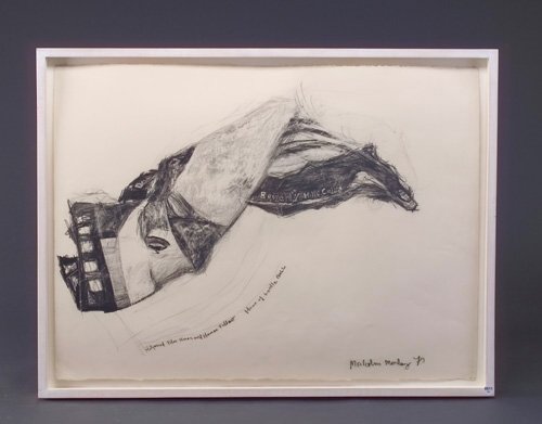 Malcolm Morley, Hollywood Film Stars and Homes Fol: Malcolm Morley, Hollywood Film Stars and Homes Foldout, 1973, graphite with deliberate surface abrasion on paper, 22 1/4" x 29 7/8", signed and dated, framed