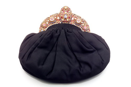 HOBE Gem encrusted evening bag: ruched black file
