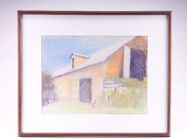 Wolf Kahn (American, b. 1927 ), "Barn with Open Ga: Wolf Kahn (American, b. 1927 ), "Barn with Open Gates," pastel on paper, 12" x 18", signed W. Kahn, '80, lower right