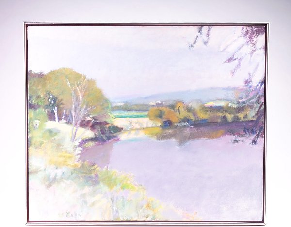 Wolf Kahn (American, b. 1927 ), "The Great Meadows: Wolf Kahn (American, b. 1927 ), "The Great Meadows of the Connecticut," oil on canvas, 28" x 34", signed W. Kahn, lower left