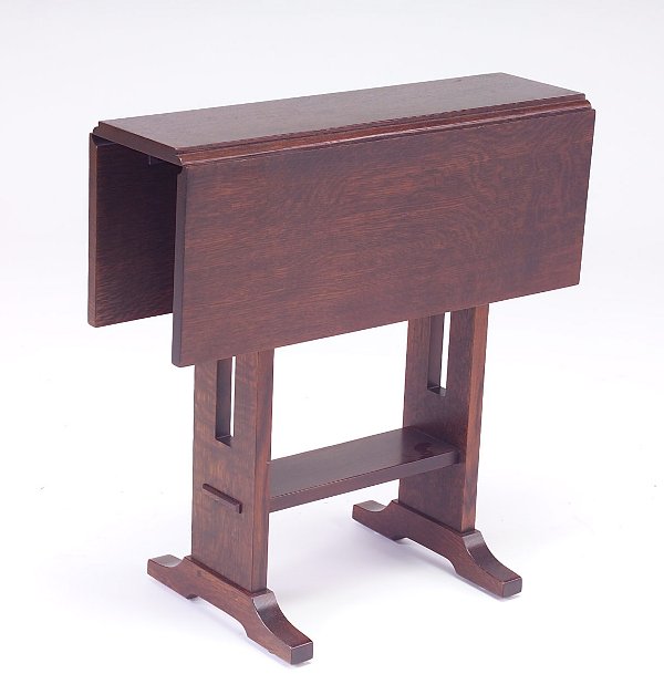 Stickley E.J. Audi drop-leaf tea table. 24 1/2" x: Stickley E.J. Audi drop-leaf tea table. 24 1/2" x 24" (opened) x 24"