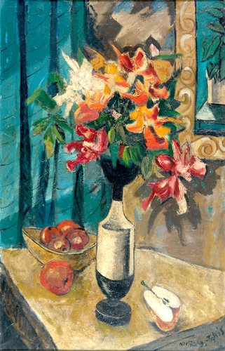Nicholas Takis (American, 1903-1965); Untitled (St: Nicholas Takis (American, 1903-1965); Untitled (Still Life); Oil on canvas (framed); Signed; 24" x 36"