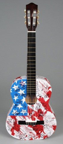 2008 WWE Autographed Custom Guitar: over forty signatures from WWE wrestlers including Greg Jackson, Nattie Neidhart, Kafu, Charles Evans, Jack Gabriel, Evil Rascal, etc.; originally sold at 2008 Hard Rock Hotel "The Angelus" charity au