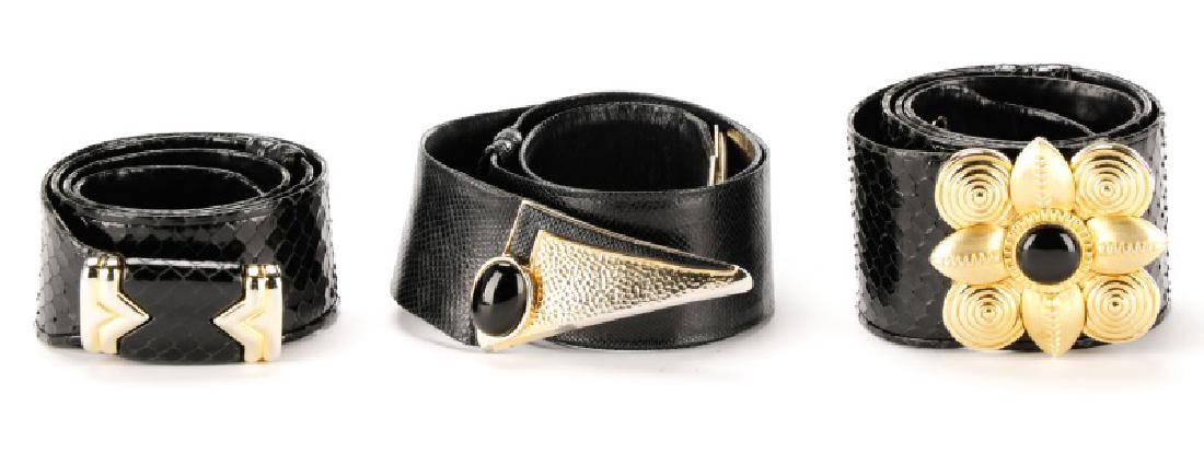 Three Black Judith Leiber Belts with Dust Bags (1 of 9)