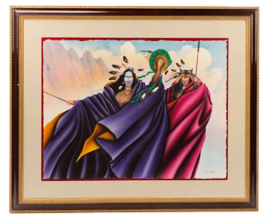 Bemic Nelson Yellowman, "Two Warriors", Gouache (1 of 10)