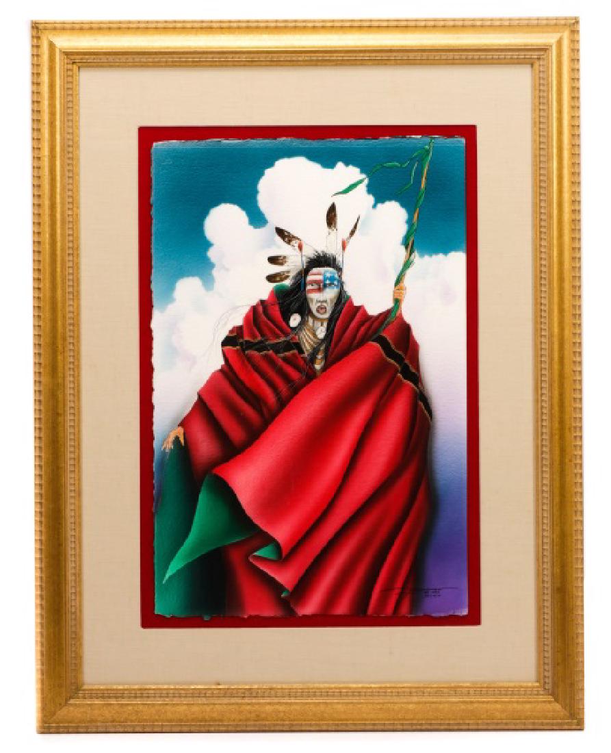 Bemic Nelson Yellowman, "Warrior", Gouache (1 of 5)