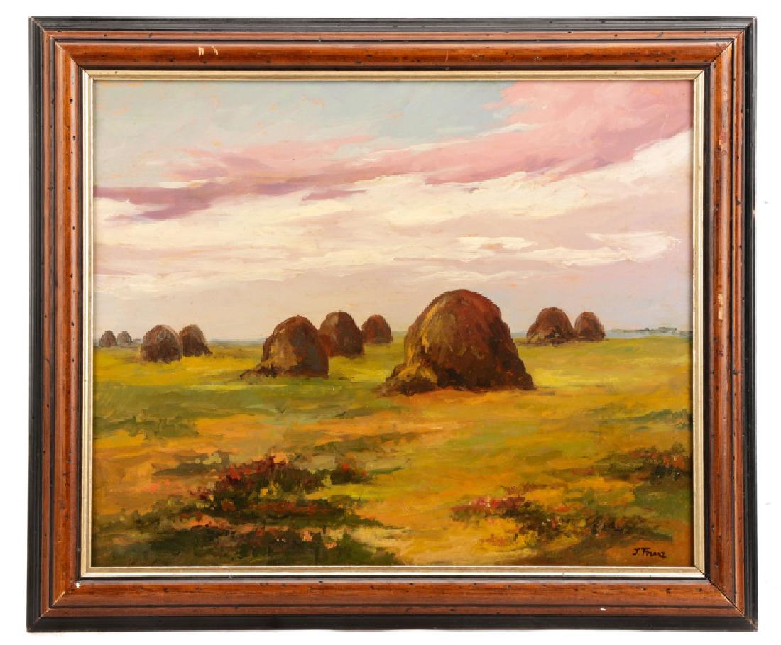 Iwan Trusz, "Haystacks", Oil on Board (1 of 9)