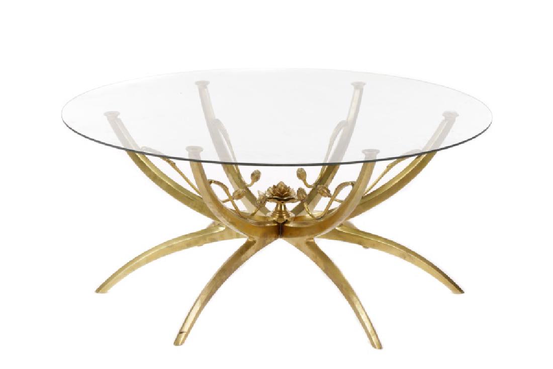 Mid-Century Brass & Glass Lotus Motif Coffee Table (1 of 6)
