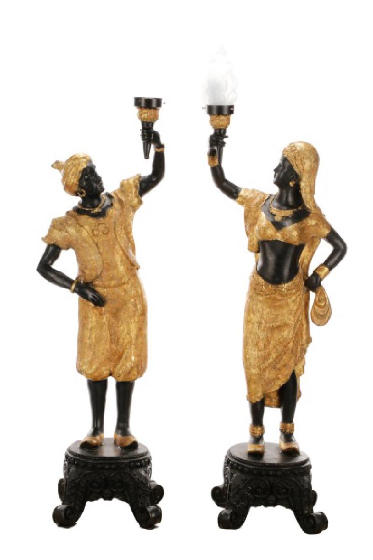 Pair of Blackamoor Torchiere Floor Lamps (1 of 10)