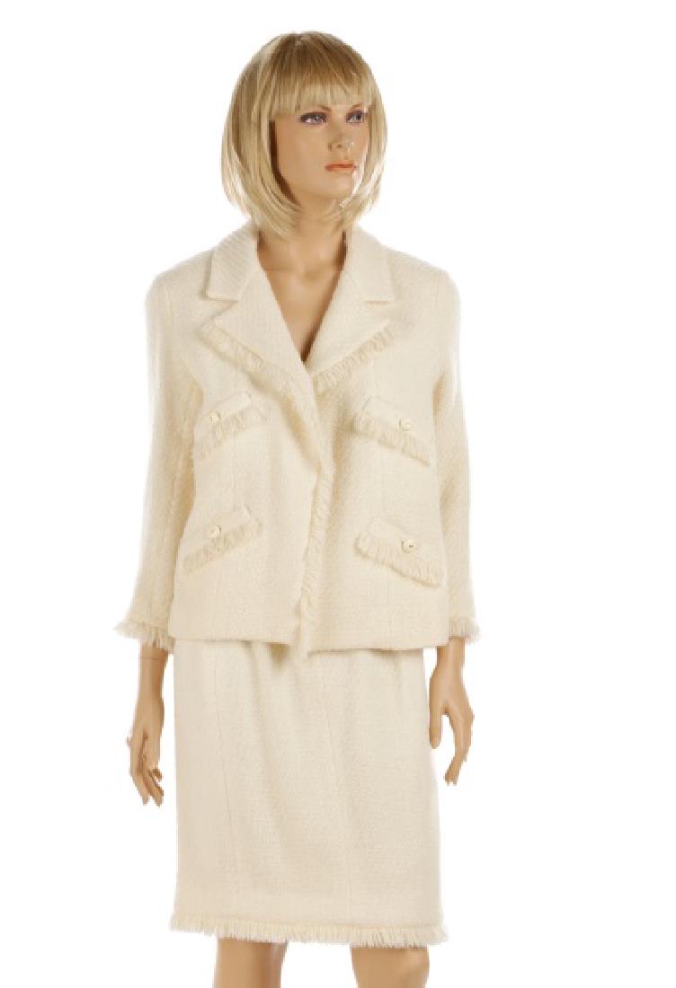 CHANEL Cream Wool Tweed Skirt Suit (1 of 9)
