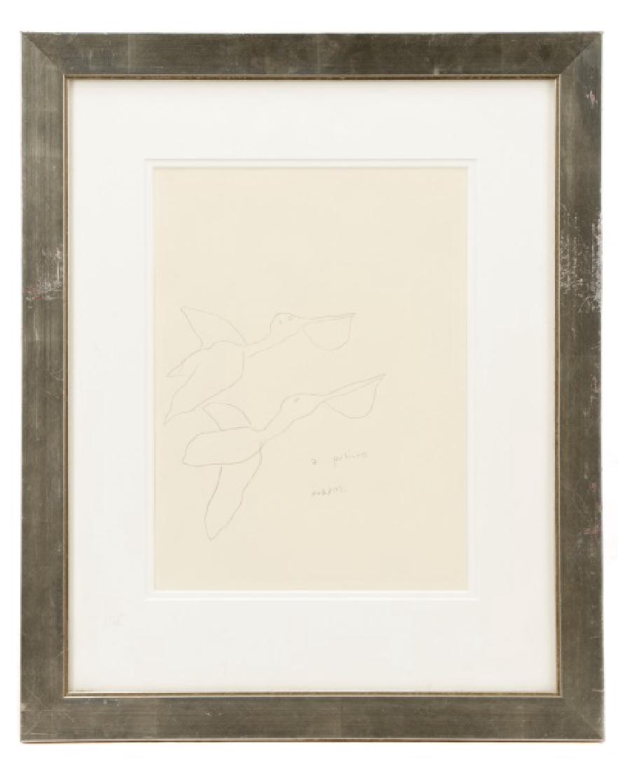 Todd Murphy, "2 Pelicans", Signed Sketch: Todd Murphy (American, b. 1962), "2 Pelicans", graphite on paper, inscribed and titled in graphite to center sheet "2 Pelicans Murphy". Figural sketch or drawing depicting two pelicans in flight. Fram