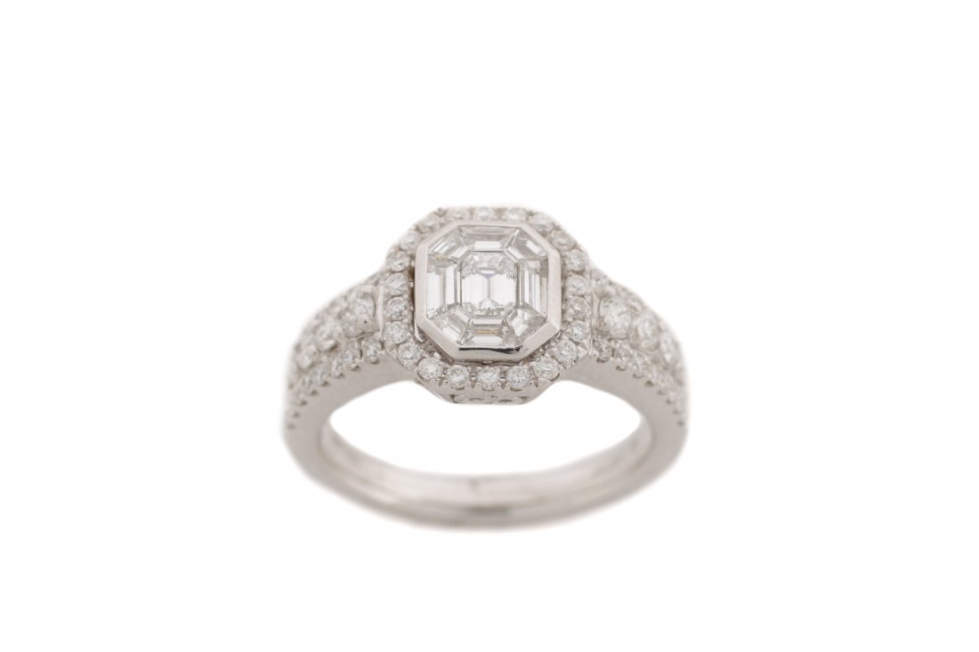 18K White Gold Asscher Cut Diamond Ring (1 of 6)