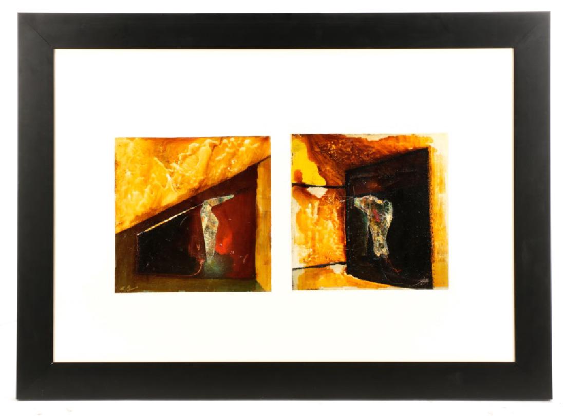 Modern Abstract Mixed Media Diptych, TL Lange (1 of 1)