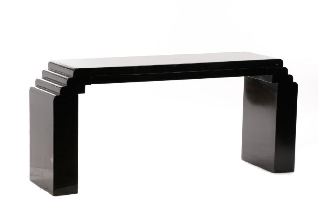 Karl Springer Style Black Lacquered Console Table (1 of 7)