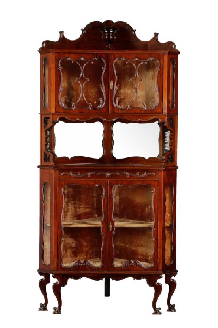 American Rococo Revival Mahogany Corner Cabinet (1 of 8)