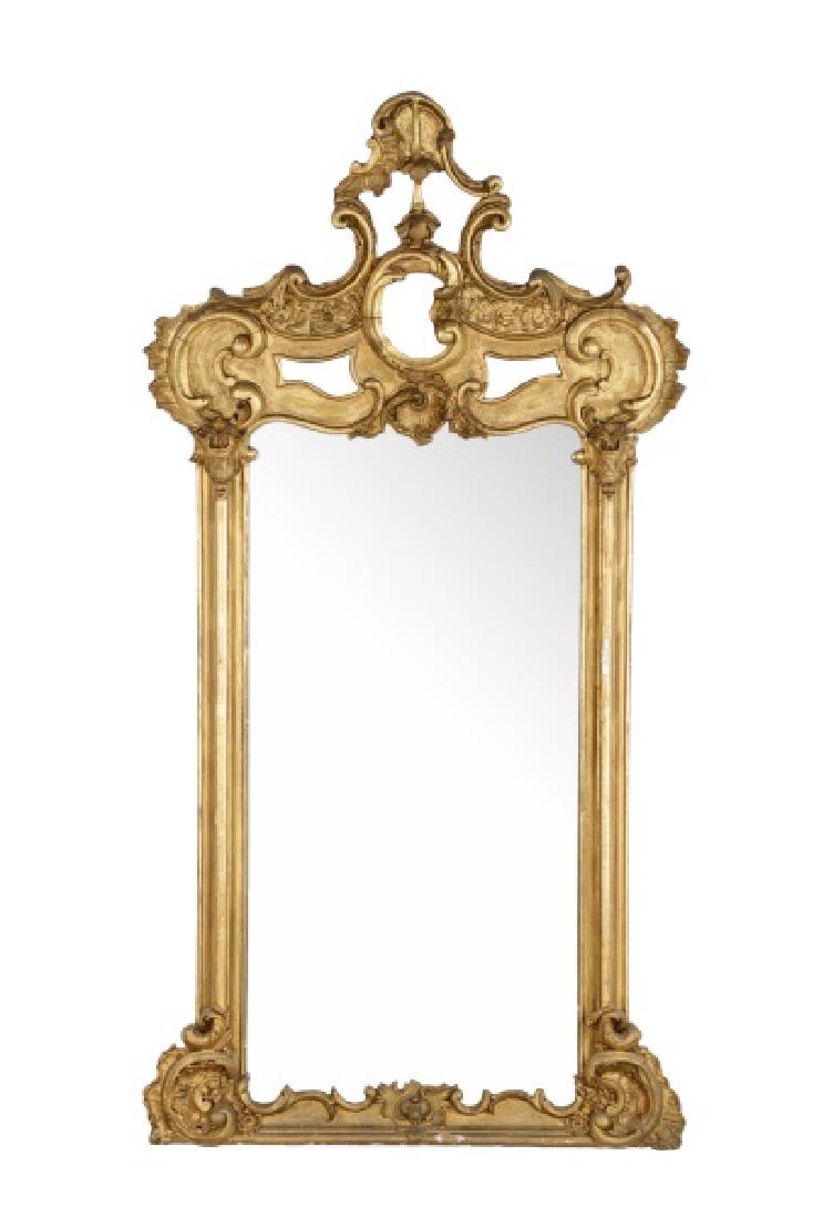 Rococo Revival Giltwood C-Scroll Mirror, 19th C (1 of 6)
