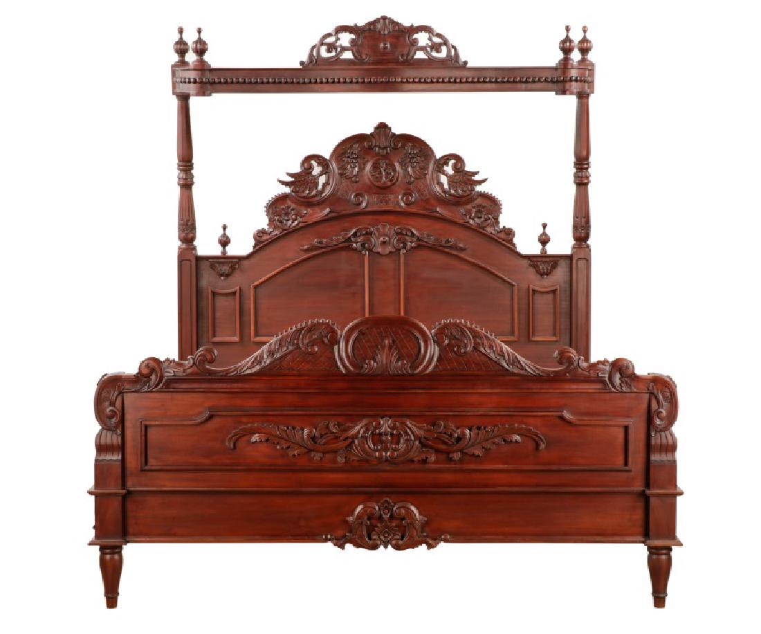Mahogany Rococo Revival Style Tester Bed (1 of 10)