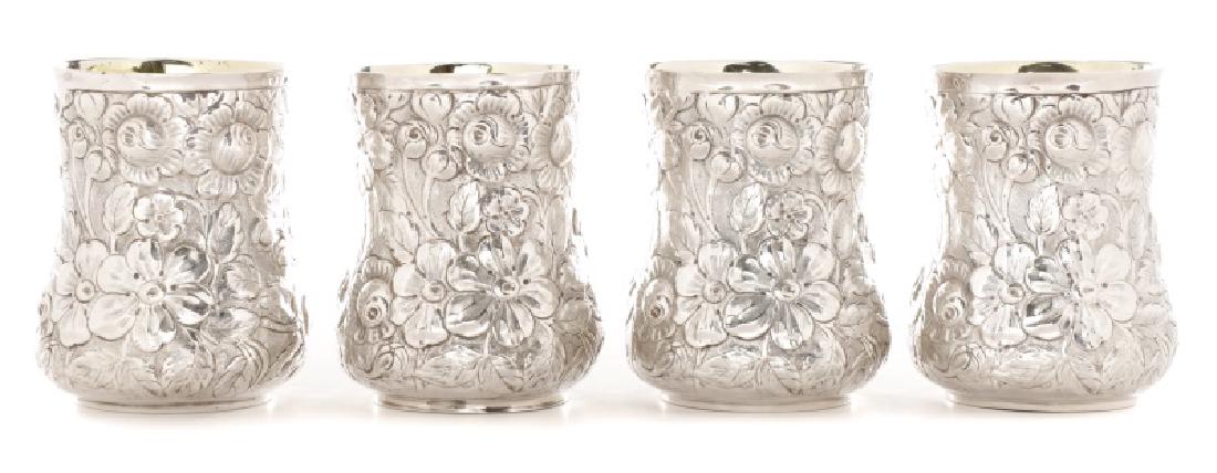 4 Galmer Sterling Silver Repousse Cups w/ Roses (1 of 1)