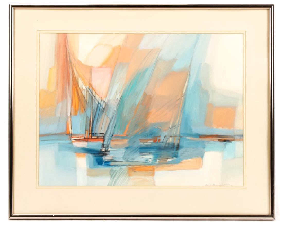 Betty Barnes Loehle, "Sails Over Water", Acrylic: Betty Barnes Loehle (American (Georgia), 20th / 21st century), "Untitled (Sails Over Water)", acrylic and graphite on paper, graphite signed to lower right "Betty Barnes Loehle". Gestural abstract mar