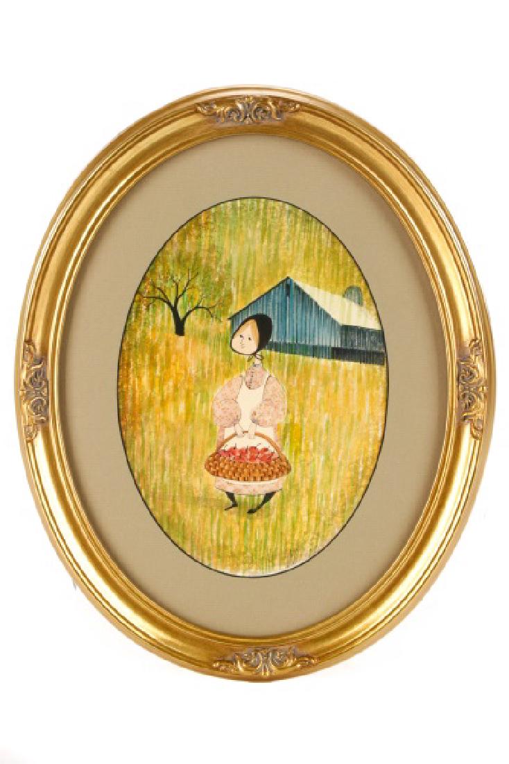 Patricia Buckley Moss,"Apple Picker"-1977, Signed (1 of 7)