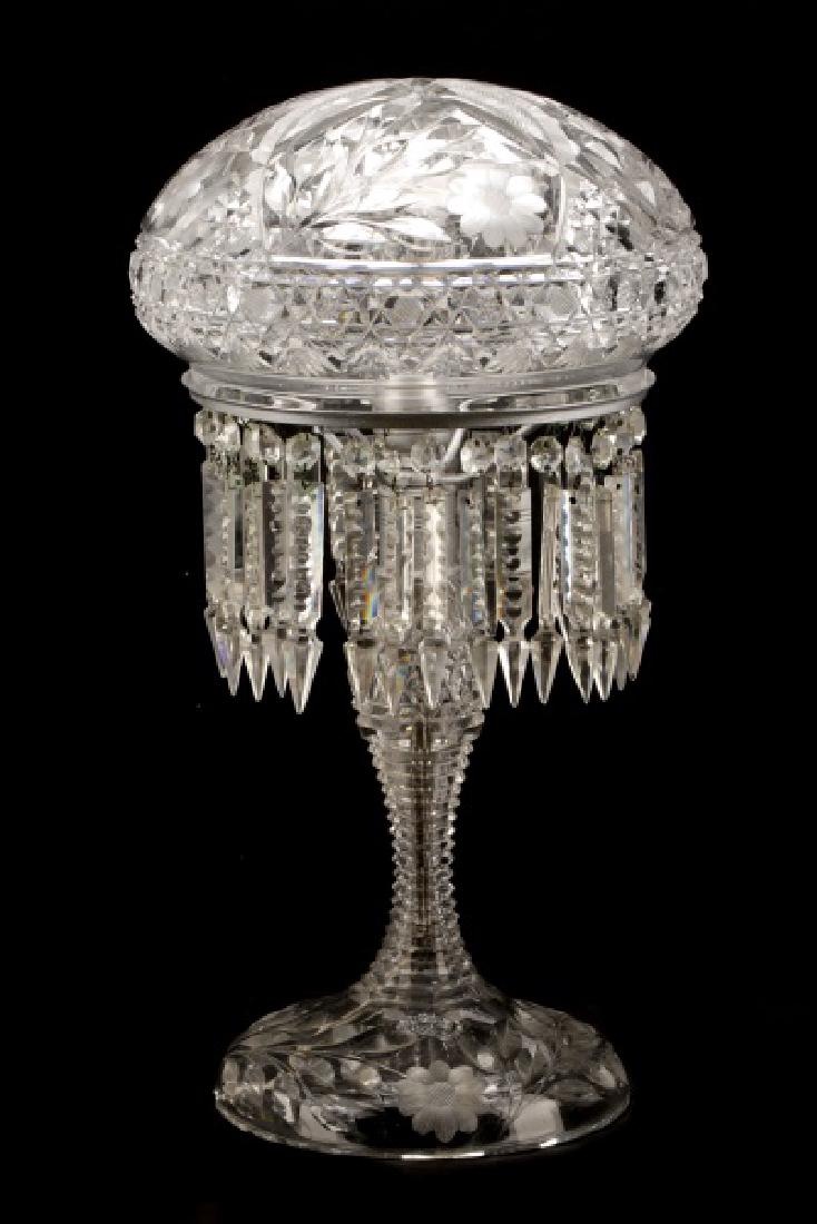 American Cut and Etched Glass Domed Table Lamp (1 of 1)