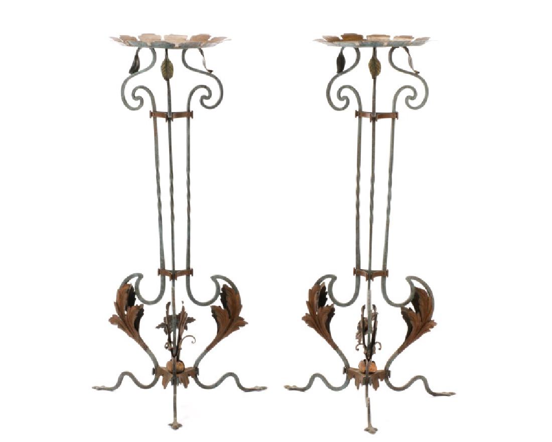 Pair of Wrought Iron & Tole Jardiniere Stands (1 of 1)