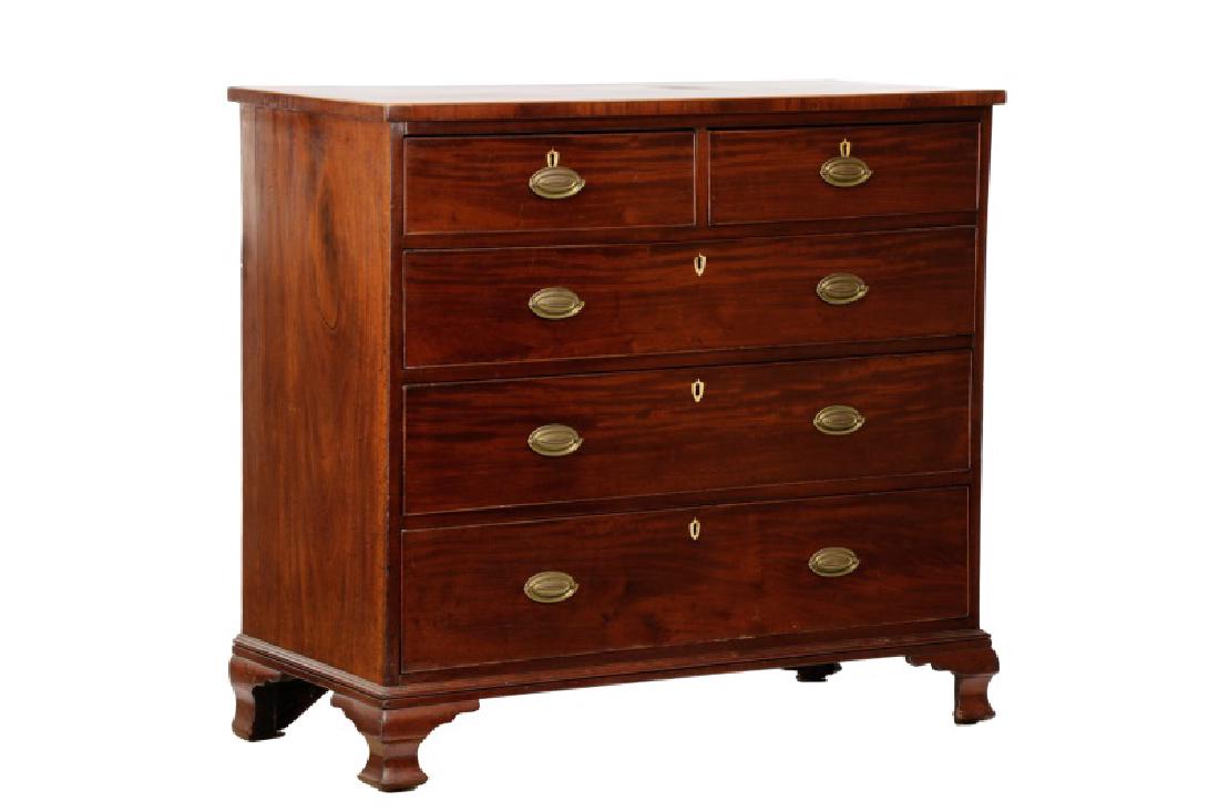 George III Mahogany Five Drawer Chest, L. 18th C. (1 of 8)