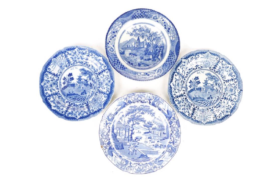 Group of 4 Early Blue & White Earthenware Plates (1 of 10)