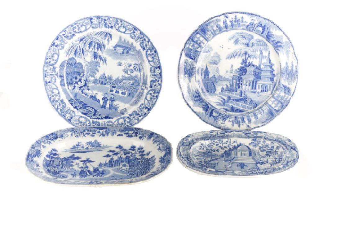 Group of 4 Early Blue & White Earthenware Dishes (1 of 10)